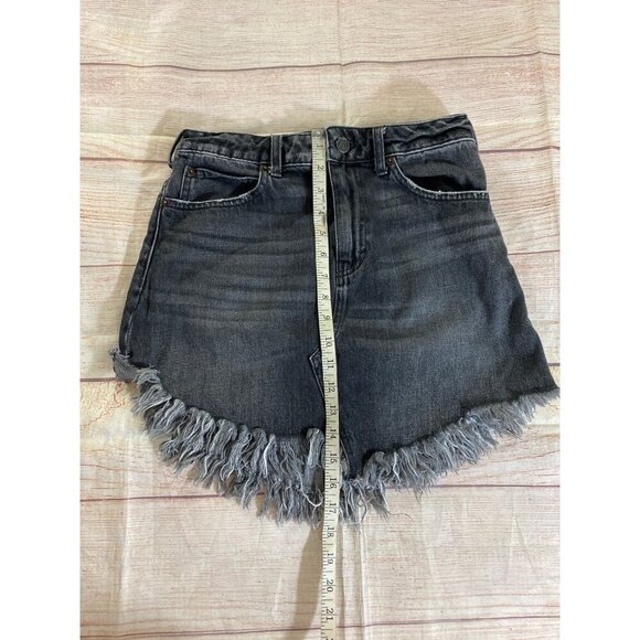 Free People We The Free Women's Black Raw Hem Baily Denim Mini Skirt - 26 - Picture 4 of 12